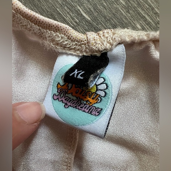 Daisydaydreamz Gold Holographic Iridescent Brazilian Rave Festival ShortS Sz XL - Picture 5 of 7